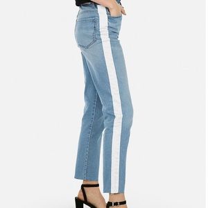 Express Girlfriend side strip high rise jeans